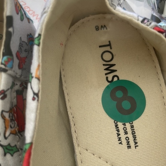 Toms‎ Christmas Cats Shoes 8 Holiday Flats Slip On - Picture 6 of 6